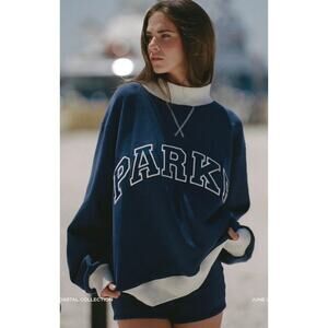 NEW Parke Heritage Back to School 2 Tone Mock. Navy/White w/Gray RIB. Size S/M.